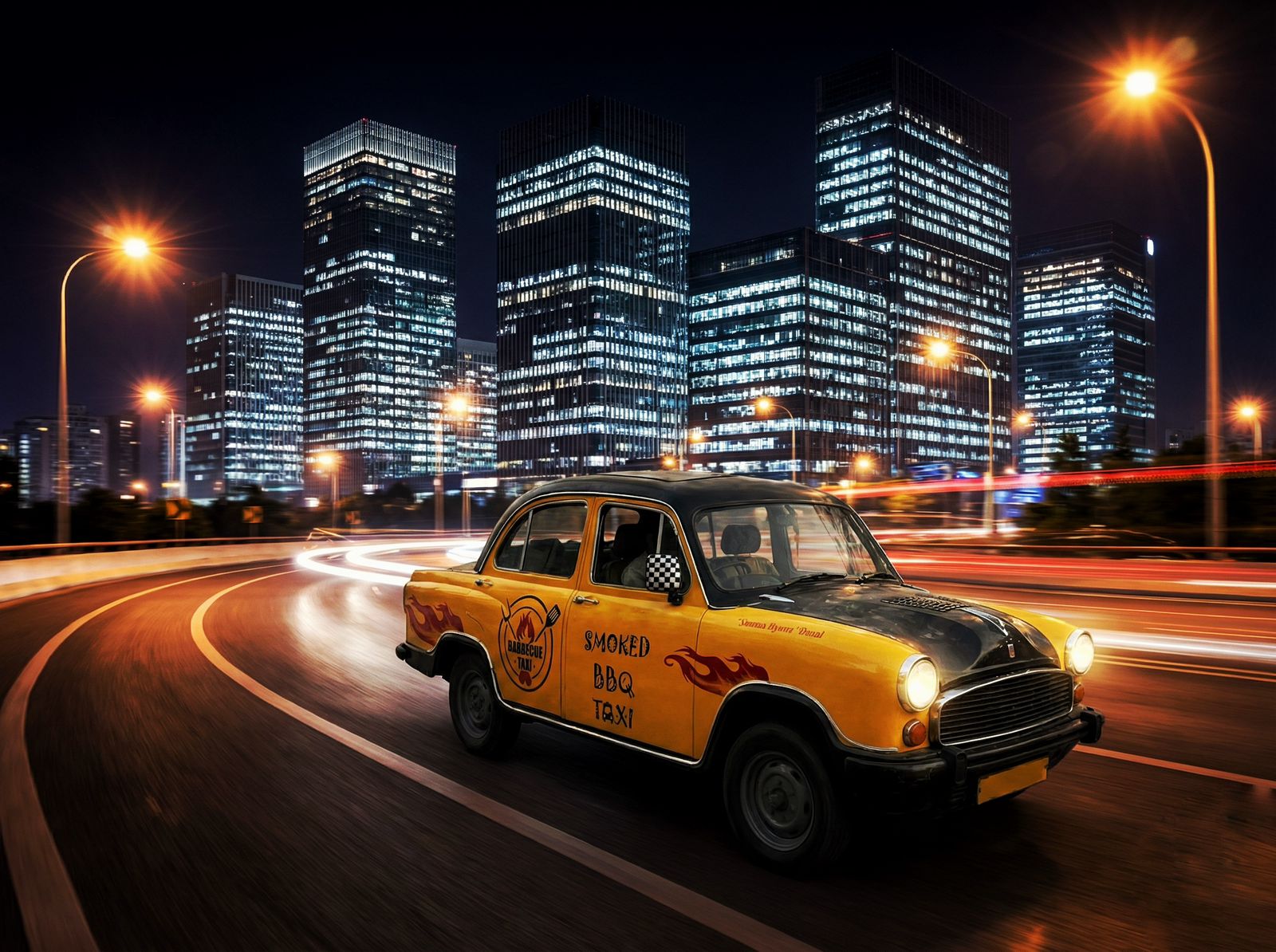 Taxi on road image.